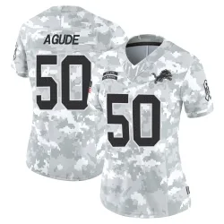 Women's Mitchell Agude Detroit Lions No.50 Limited 2024 Salute to Service Jersey - Arctic Camo