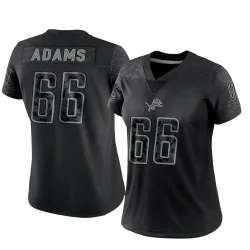 Women's Myles Adams Detroit Lions No.66 Limited Reflective Jersey - Black