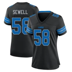 Women's Penei Sewell Detroit Lions No.58 Game Alternate 2nd Jersey - Black
