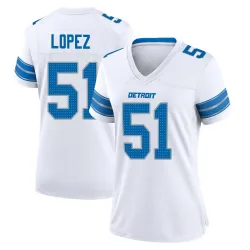 Women's Roy Lopez Detroit Lions No.51 Game 2nd Jersey - White