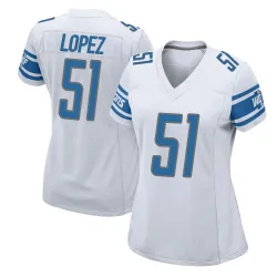 Women's Roy Lopez Detroit Lions No.51 Game Jersey - White