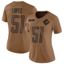 Women's Roy Lopez Detroit Lions No.51 Limited 2023 Salute To Service Jersey - Brown