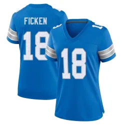 Women's Sam Ficken Detroit Lions No.18 Game 2nd Jersey - Blue