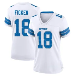 Women's Sam Ficken Detroit Lions No.18 Game 2nd Jersey - White