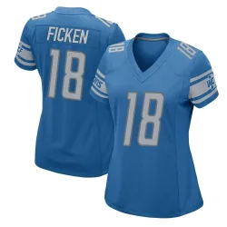 Women's Sam Ficken Detroit Lions No.18 Game Team Color Jersey - Blue