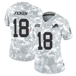 Women's Sam Ficken Detroit Lions No.18 Limited 2024 Salute to Service Jersey - Arctic Camo