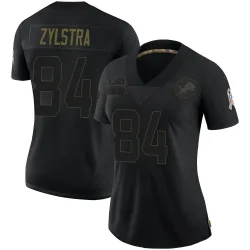 Women's Shane Zylstra Detroit Lions No.84 Limited 2020 Salute To Service Jersey - Black
