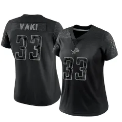 Women's Sione Vaki Detroit Lions No.33 Limited Reflective Jersey - Black