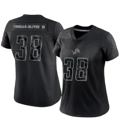 Women's Stantley Thomas-Oliver III Detroit Lions No.38 Limited Reflective Jersey - Black