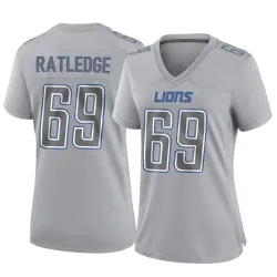 Women's Tate Ratledge Detroit Lions No.69 Game Atmosphere Fashion Jersey - Gray