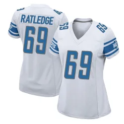 Women's Tate Ratledge Detroit Lions No.69 Game Jersey - White