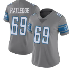 Women's Tate Ratledge Detroit Lions No.69 Limited Color Rush Steel Jersey