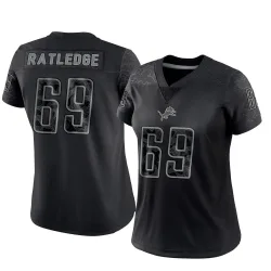 Women's Tate Ratledge Detroit Lions No.69 Limited Reflective Jersey - Black