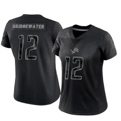 Women's Teddy Bridgewater Detroit Lions No.12 Limited Reflective Jersey - Black