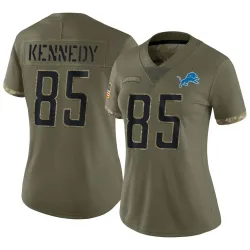 Women's Tom Kennedy Detroit Lions No.85 Limited 2022 Salute To Service Jersey - Olive