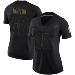 Women's Zach Horton Detroit Lions No.40 Limited 2020 Salute To Service Jersey - Black