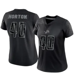 Women's Zach Horton Detroit Lions No.40 Limited Reflective Jersey - Black