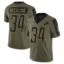 Youth Alex Anzalone Detroit Lions No.34 Limited 2021 Salute To Service Jersey - Olive