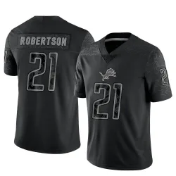 Youth Amik Robertson Detroit Lions No.21 Limited Reflective Jersey - Black