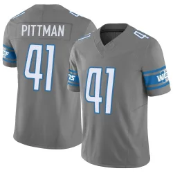 Youth Anthony Pittman Detroit Lions No.41 Limited Silver Vapor F.U.S.E. Jersey