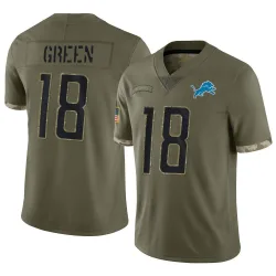 Youth Antoine Green Detroit Lions No.18 Limited 2022 Salute To Service Jersey - Olive