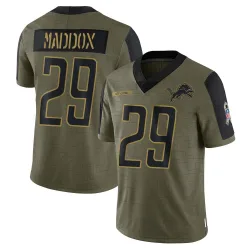 Youth Avonte Maddox Detroit Lions No.29 Limited 2021 Salute To Service Jersey - Olive