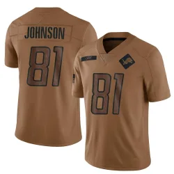 Youth Calvin Johnson Detroit Lions No.81 Limited 2023 Salute To Service Jersey - Brown