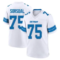 Youth Colby Sorsdal Detroit Lions No.75 Game 2nd Jersey - White