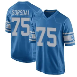 Youth Colby Sorsdal Detroit Lions No.75 Game Throwback Vapor Untouchable Jersey - Blue