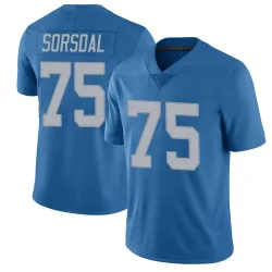 Youth Colby Sorsdal Detroit Lions No.75 Limited Throwback Vapor Untouchable Jersey - Blue