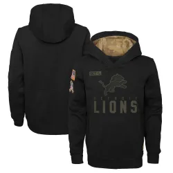 Youth Detroit Lions No. 2020 Salute to Service Pullover Performance Hoodie - Black
