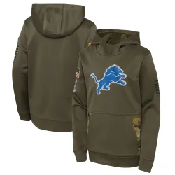 Youth Detroit Lions No. 2022 Salute to Service Performance Pullover Hoodie - Olive
