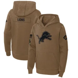 Youth Detroit Lions No. 2023 Salute to Service Club Fleece Pullover Hoodie - Brown