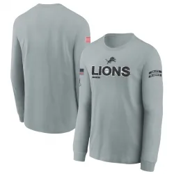 Youth Detroit Lions No. 2024 Salute To Service Long Sleeve T-Shirt - Gray