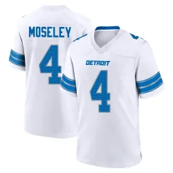 Youth Emmanuel Moseley Detroit Lions No.4 Game 2nd Jersey - White