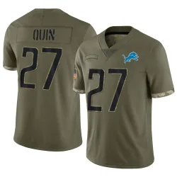 Youth Glover Quin Detroit Lions No.27 Limited 2022 Salute To Service Jersey - Olive