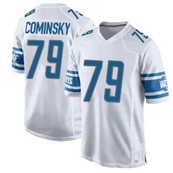Youth John Cominsky Detroit Lions No.79 Game Jersey - White