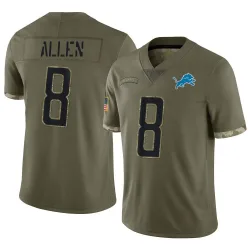 Youth Kyle Allen Detroit Lions No.8 Limited 2022 Salute To Service Jersey - Olive