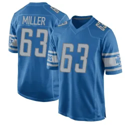 Youth Mason Miller Detroit Lions No.63 Game Team Color Jersey - Blue