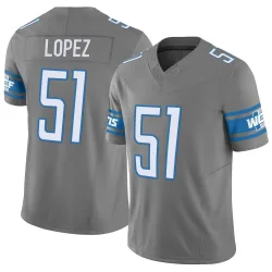 Youth Roy Lopez Detroit Lions No.51 Limited Silver Vapor F.U.S.E. Jersey