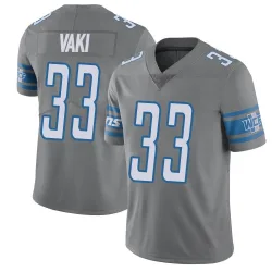 Youth Sione Vaki Detroit Lions No.33 Limited Color Rush Steel Vapor Untouchable Jersey