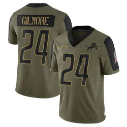 Youth Steven Gilmore Detroit Lions No.24 Limited 2021 Salute To Service Jersey - Olive